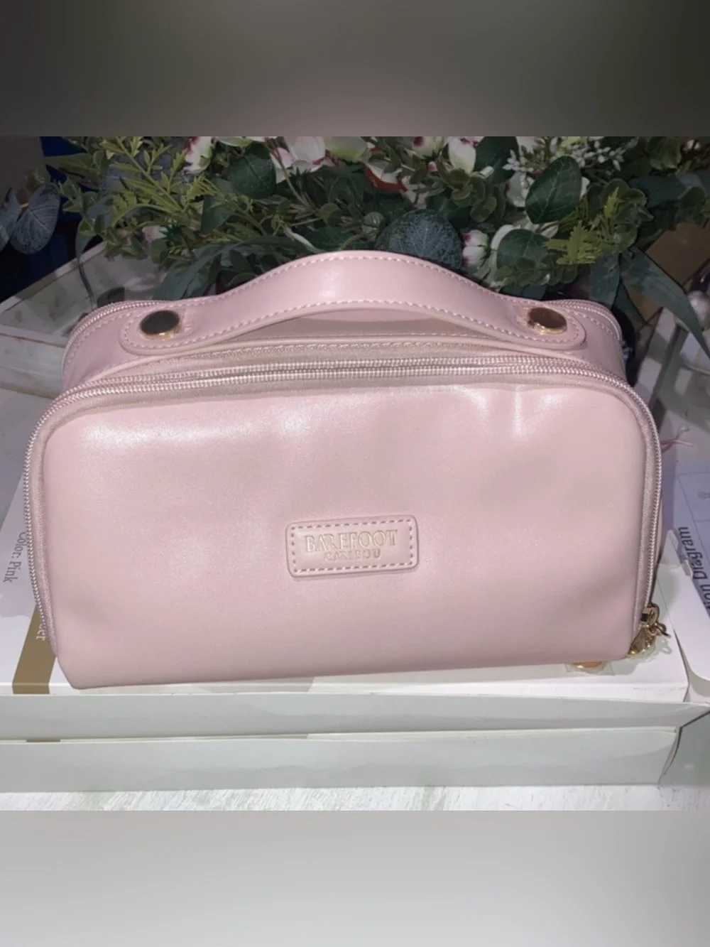 Barefoot Caribou Pink Travel Cosmetic Bag
